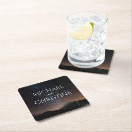 Nachtlucht bruiloft onder de sterren kartonnen onderzetters