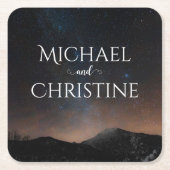 Nachtlucht bruiloft onder de sterren kartonnen onderzetters (Voorkant)