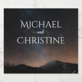 Nachtlucht bruiloft onder de sterren likeurfles etiket (Enkel label)