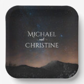 Nachtlucht bruiloft onder de sterren papieren bordje (Voorkant)