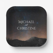 Nachtlucht bruiloft onder de sterren papieren bordje (Voorkant)