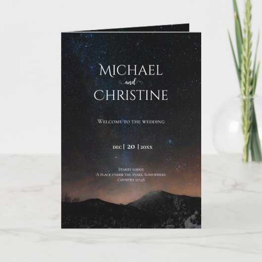 Nachtlucht bruiloft onder de sterren programma (Voorkant)
