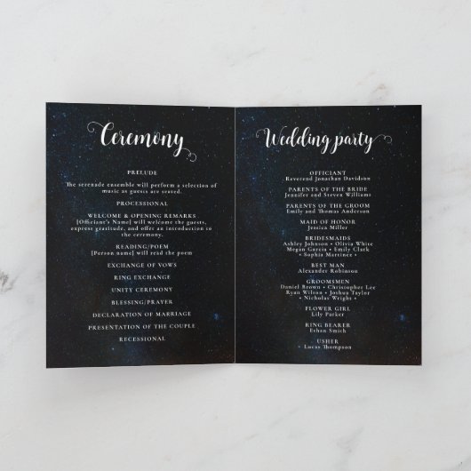 Nachtlucht bruiloft onder de sterren programma (Binnen)