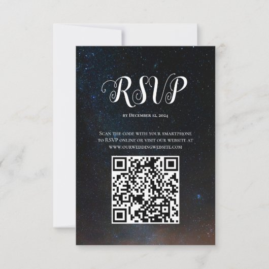 Nachtlucht bruiloft onder de sterren RSVP kaartje (Voorkant)