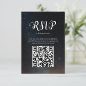 Nachtlucht bruiloft onder de sterren RSVP kaartje (Staand voorkant)