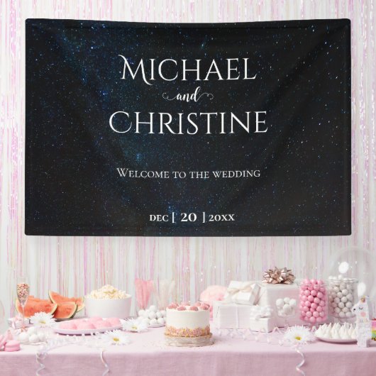 Nachtlucht bruiloft onder de sterren spandoek (Feest)