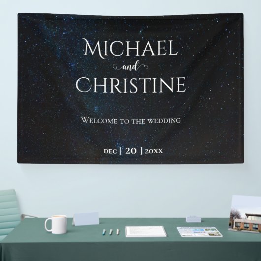 Nachtlucht bruiloft onder de sterren spandoek (Beurs)