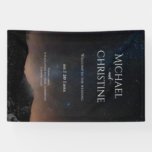 Nachtlucht bruiloft onder de sterren spandoek (Horizontaal)