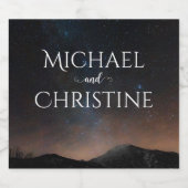 Nachtlucht bruiloft onder de sterren sparkling wijnetiket (Enkel label)