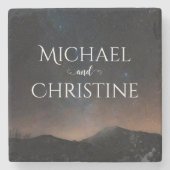 Nachtlucht bruiloft onder de sterren stenen onderzetter (Voorkant)