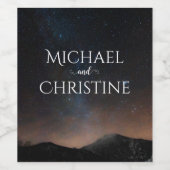 Nachtlucht bruiloft onder de sterren wijn etiket (Enkel label)