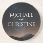 Nachtlucht bruiloft onder de sterren zandsteen onderzetter (Voorkant)