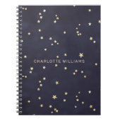 Nachtlucht en gouden sterren minimalistisch monogr notitieboek (Voorkant)