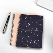 Nachtlucht en gouden sterren minimalistisch monogr notitieboek