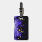 Nachtlucht stad wolkenkrabber canvas kunst bagagelabel (Voorkant verticaal)