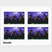 Nachtlucht stad wolkenkrabber canvas kunst rechthoekige sticker (Vel)