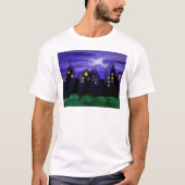 Nachtlucht stad wolkenkrabber canvas kunst t-shirt (Voorkant)