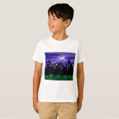 Nachtlucht stad wolkenkrabber canvas kunst t-shirt (Voorkant volledig)