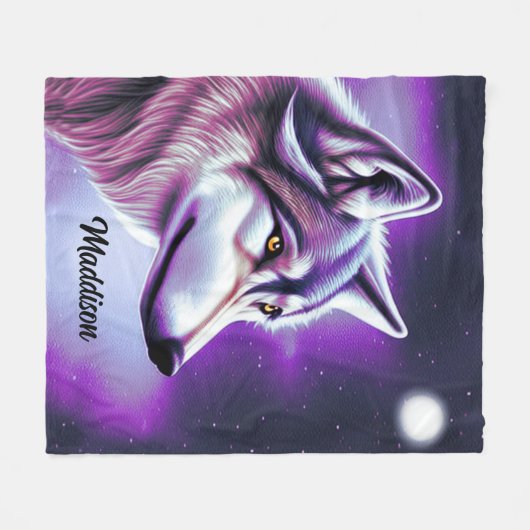 Nachtmaal Mystical Wolf Fleece Blanket Deken (Voorkant (Horizontaal))