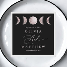 Nachtmaan | Elegante zwarte bruiloft cocktail Servet