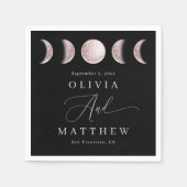 Nachtmaan | Elegante zwarte bruiloft cocktail Servet (Voorkant)