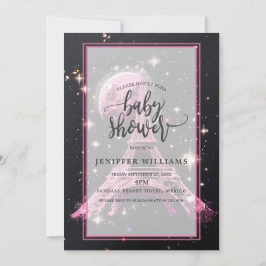 Nachtmaan van de Eiffeltoren Kaart (Voorkant)