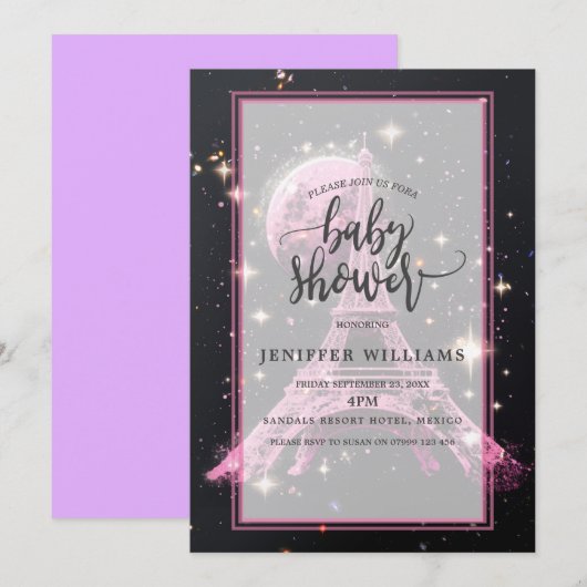 Nachtmaan van de Eiffeltoren Kaart (Voorkant / Achterkant)