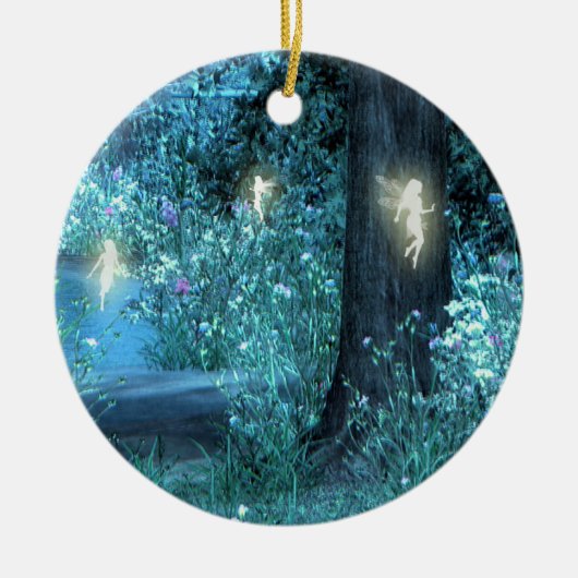 Nachtmagische sprookinstallatie keramisch ornament (Voorkant)