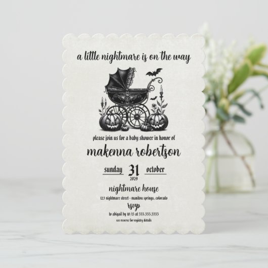Nachtmerrie Carriage Baby shower Kaart (Staand voorkant)