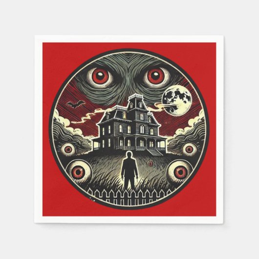 Nachtmerrie Gaze Haunted House Halloween Servet (Voorkant)