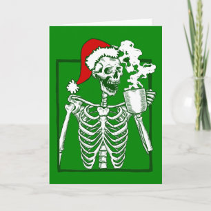 nachtmerrie kerst skelet drinken koffie schedel