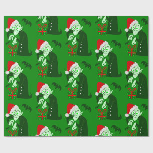 Nachtmerrie Kerstvampier Santa Nosferatu Green Cadeaupapier