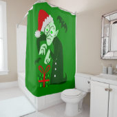 Nachtmerrie Kerstvampier Santa Nosferatu Green Douchegordijn (In situ)
