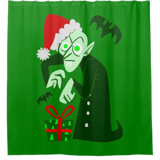Nachtmerrie Kerstvampier Santa Nosferatu Green Douchegordijn (Voorkant)