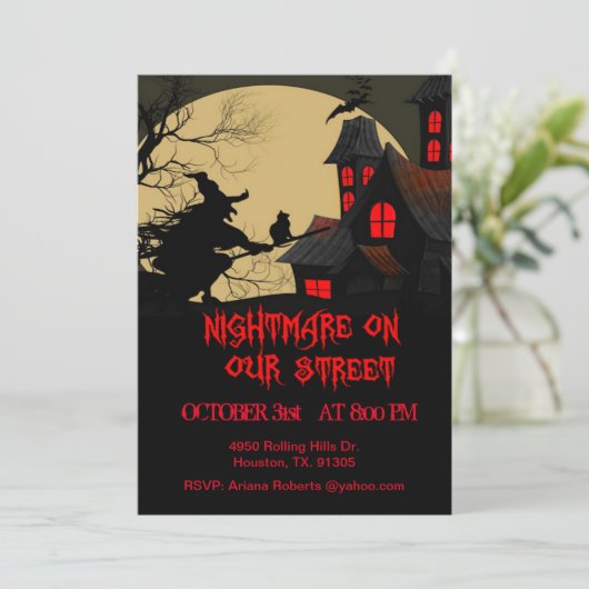 Nachtmerrie op uw straat eng Halloween feest Kaart (Staand voorkant)