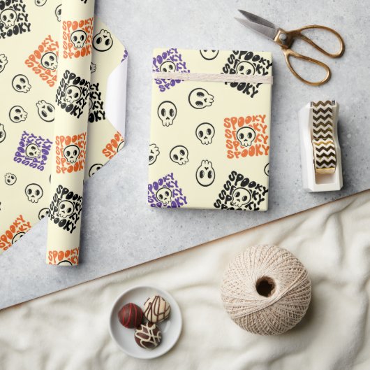 Nachtmerrie Schedels Naadloze Halloween Wrapping P Cadeaupapier (Crafts)