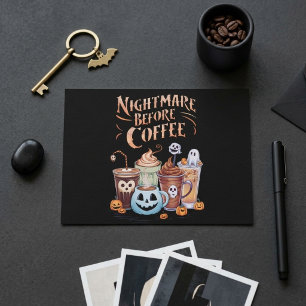 Nachtmerrie voor Koffie Griezelige Pompoen Hallowe Briefkaart