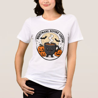 Nachtmerrie voor koffie met Halloween pompoenen Tri-Blend Shirt