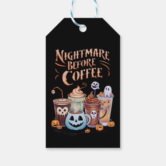 Nachtmerrie voor koffie pompoen specerij Halloween Cadeaulabel (Achterkant)