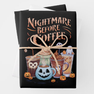 Nachtmerrie voor koffie pompoen specerij Halloween Inpakpapier Vel