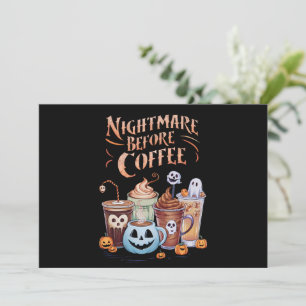 Nachtmerrie voor koffie pompoen specerij Halloween Kaart