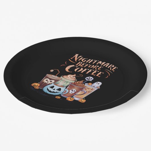 Nachtmerrie voor koffie pompoen specerij Halloween Papieren Bordje (Gekanteld)