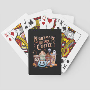 Nachtmerrie voor koffie pompoen specerij Halloween Pokerkaarten