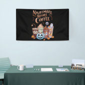 Nachtmerrie voor koffie pompoen specerij Halloween Spandoek (Beurs)