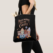 Nachtmerrie voor koffie pompoen specerij Halloween Tote Bag (Dichtbij)