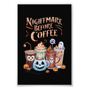 Nachtmerrie voor koffie Pumpkin Spice Halloween Foto Afdruk
