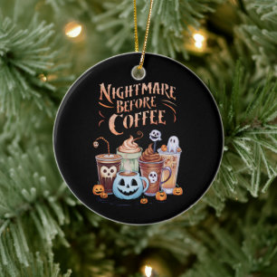 Nachtmerrie voor koffie Pumpkin Spice Halloween Keramisch Ornament