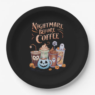 Nachtmerrie voor koffie Pumpkin Spice Halloween Papieren Bordje