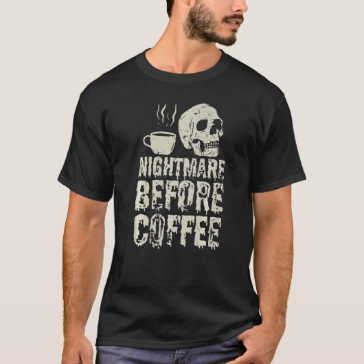 Nachtmerrie voor koffie Skeleton & Mok Halloween C T-shirt (Voorkant)