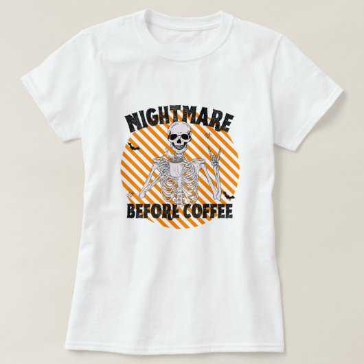 Nachtmerrie voor koffieskelet Drink Hallowee T-shirt (Design voorkant)